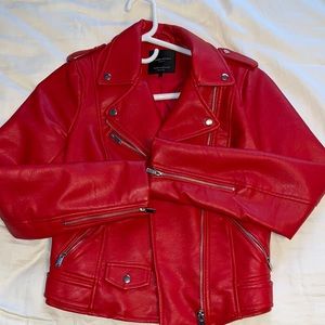 Red faux leather Zara coat perfect condition